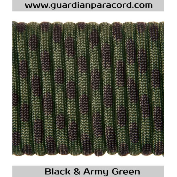 Black & Army Green Guardian Paracord 550 Type III 