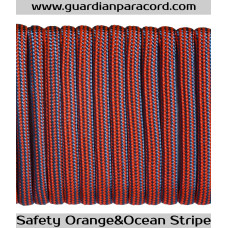 Safety Orange&Ocean Stripe Guardian Paracord 550 Type III 