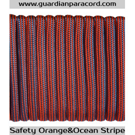 Safety Orange&Ocean Stripe Guardian Paracord 550 Type III 